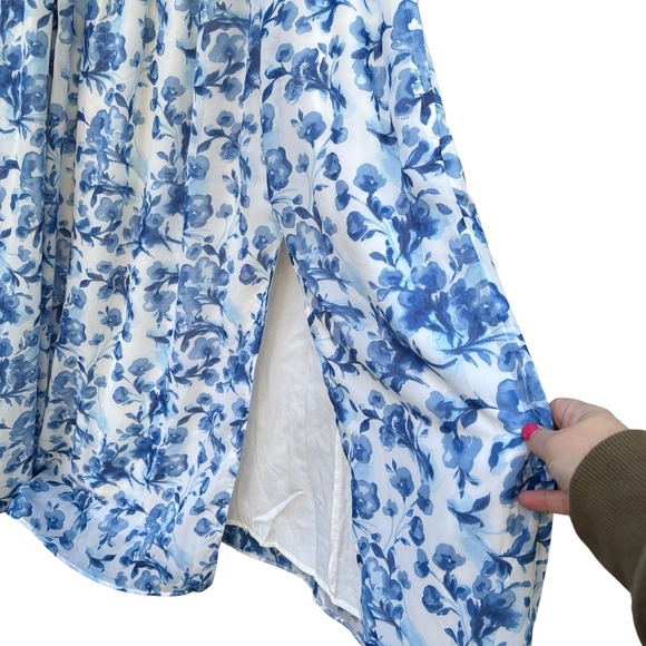 Abercrombie & Fitch Romantic Blue Floral Maxi Dress Cottagecore Summer M - Picture 7 of 13